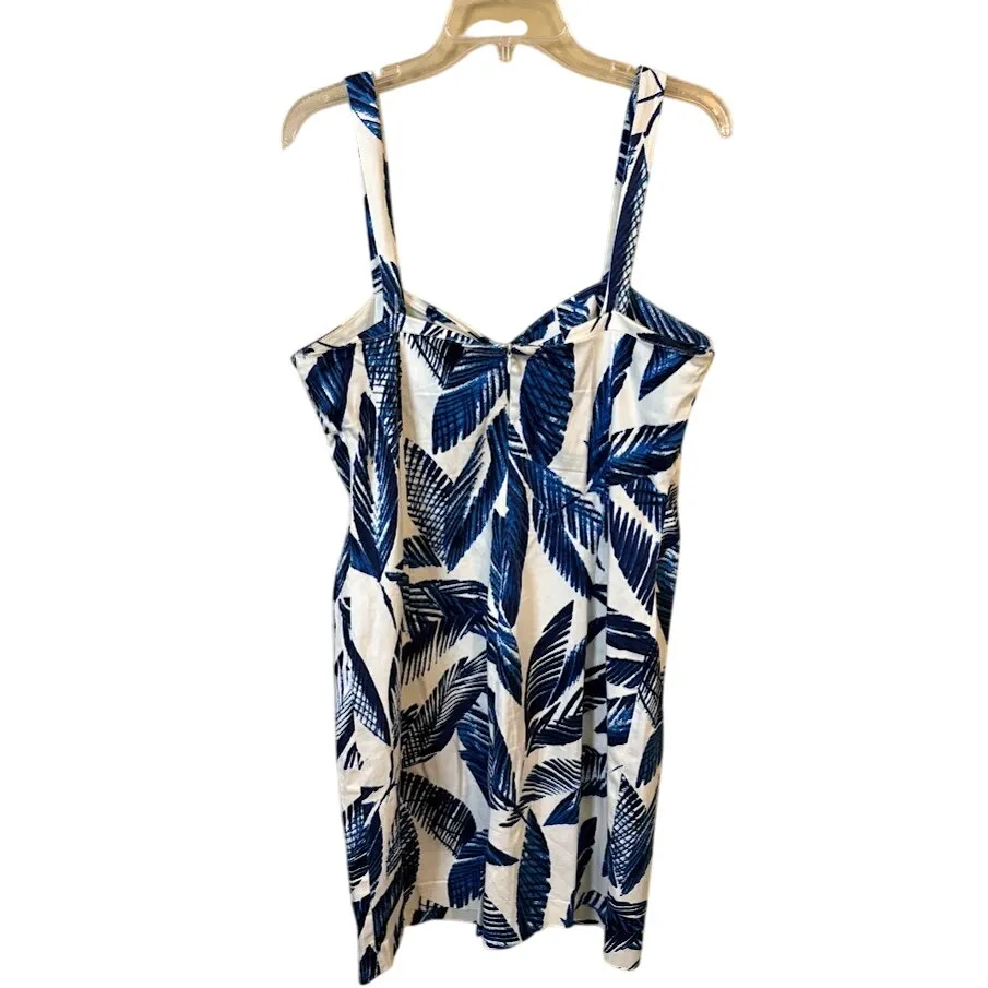 Jones New York Signature Blue and White Palm Sheath Dress Size 12 - Image 5