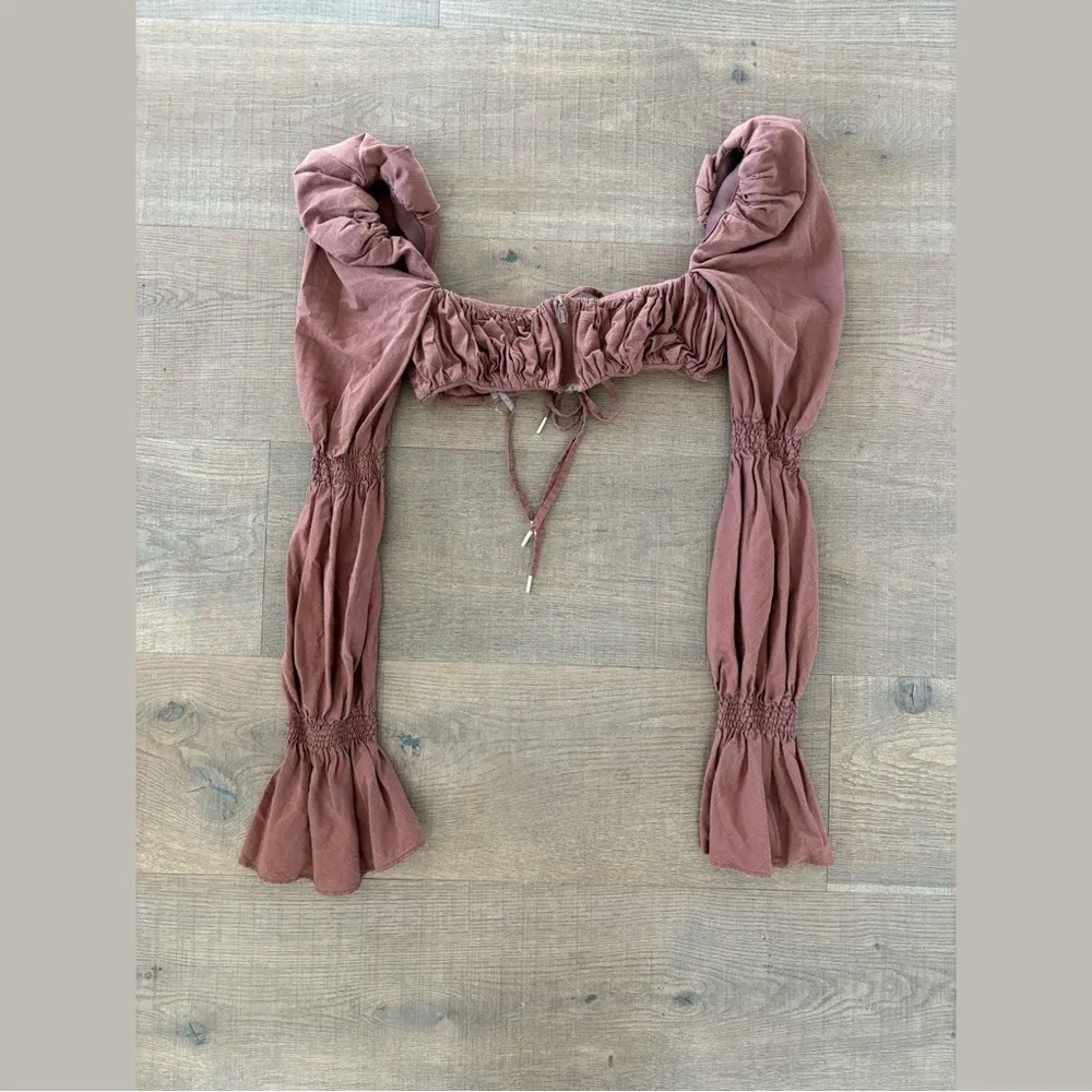 house of cb chocolate molly shirred crop top long sleeve - Image 3