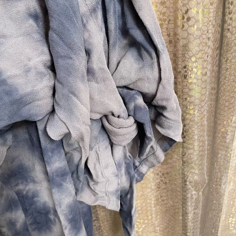 Free People Just Float Gray Blue Strapless Tie Dye Jumpsuit Medium - Image 6