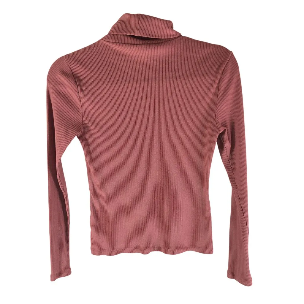 Old Navy Ribbed Long Sleeve Turtleneck Top XS Cotton Blend Pink - Image 2