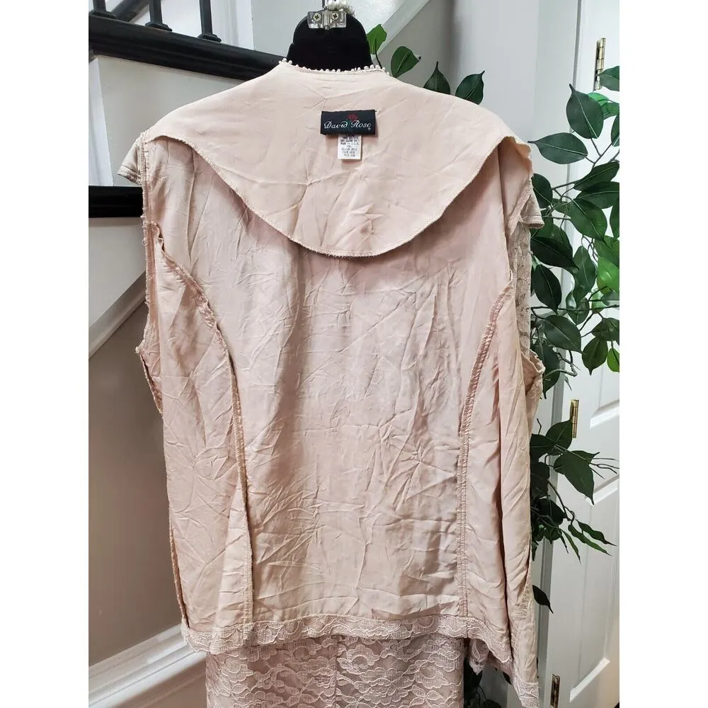 David Rose Beige Mother Of The Bride Lace Skirt & Button Down Shirt 2 Pc Set 22W - Image 9