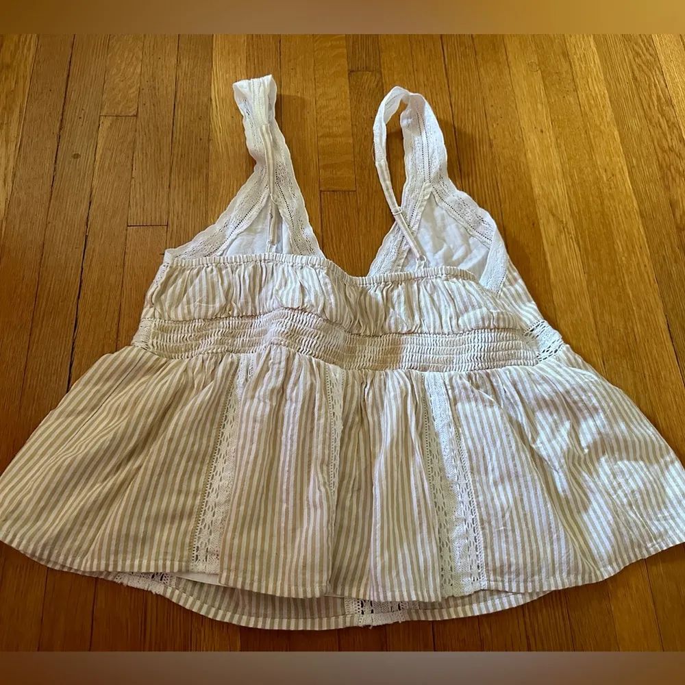 American Eagle Striped with Lace Cotton Babydoll Top, Size M, NWT - Image 5