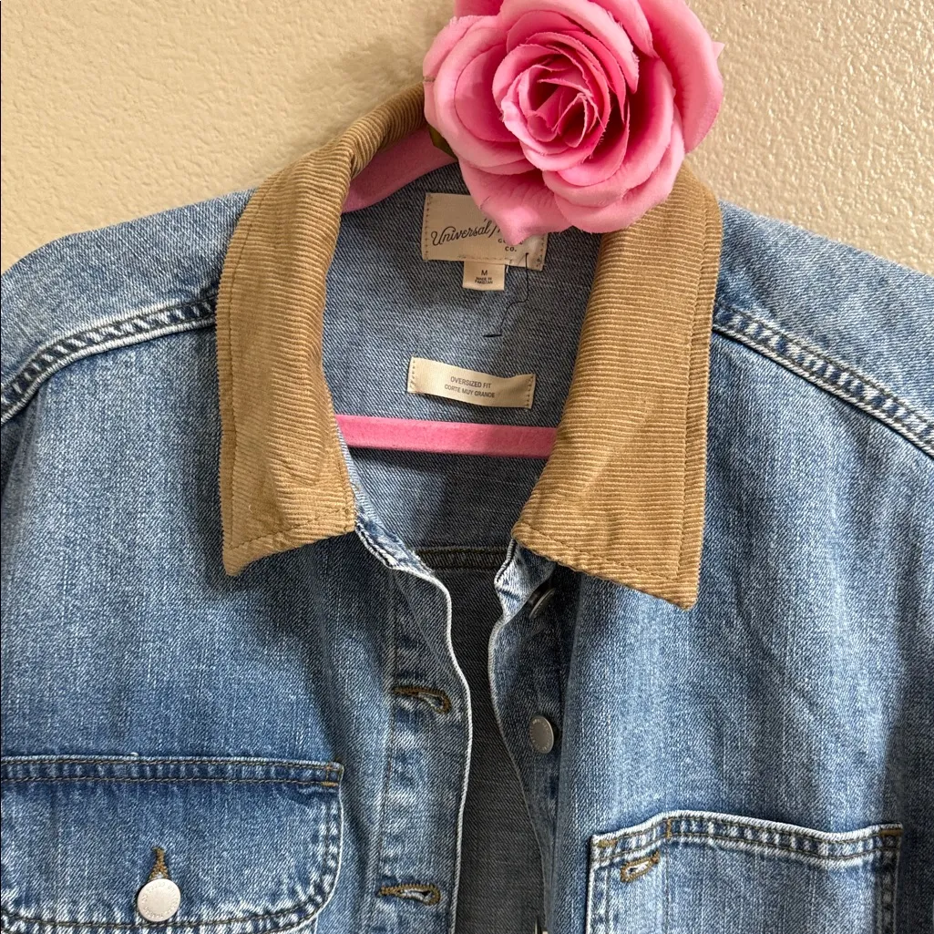 Blue Denim Jacket with Brown Collar - Image 3