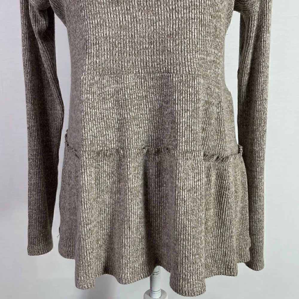 NWT Maurice’s Ribbed Mock Neck Babydoll Knit Top (Heather Taupe) - Small - Image 5