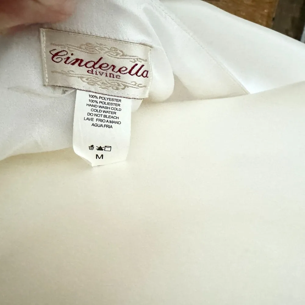 CINDERELLA Wedding GOWN Women Size M Strapless Gemmed A Line Layered White Slim - Image 13