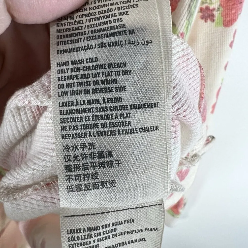 Women's Abercrombie & Fitch Long Sleeve VNeck Floral Blouse Tag Sz L Waffle Knit - Image 6