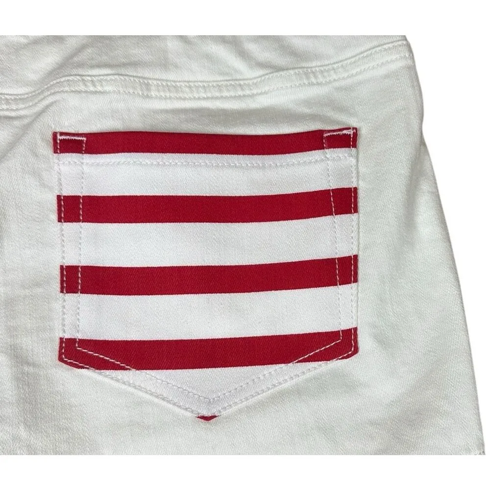 Lascana Venus White Denim American Flag Pockets Patriotic Jean Shorts Size 14 - Image 5
