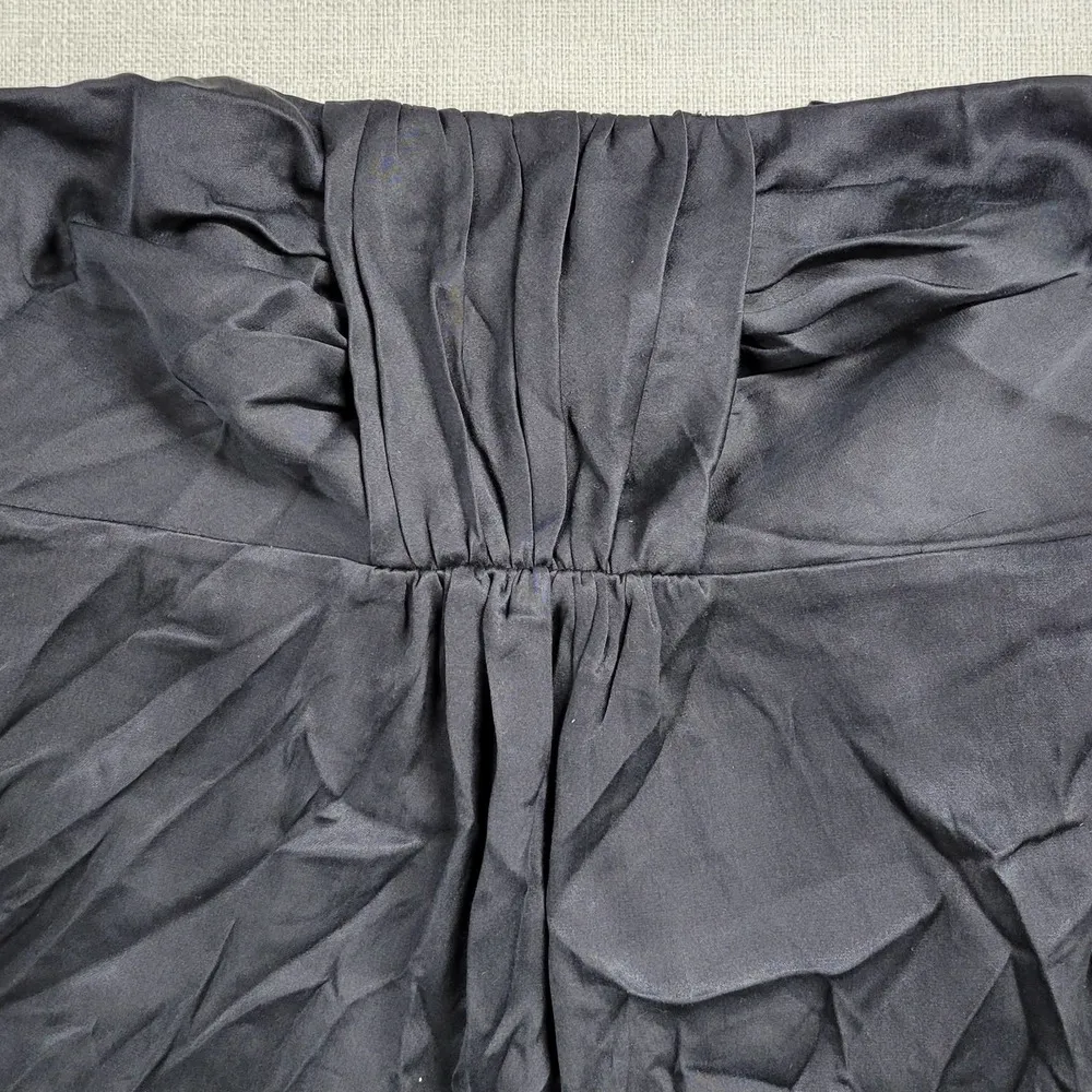 Banana Republic Womens Top Sz 8 Black Silk Strapless Ruched Velvet Sash Babydoll - Image 10