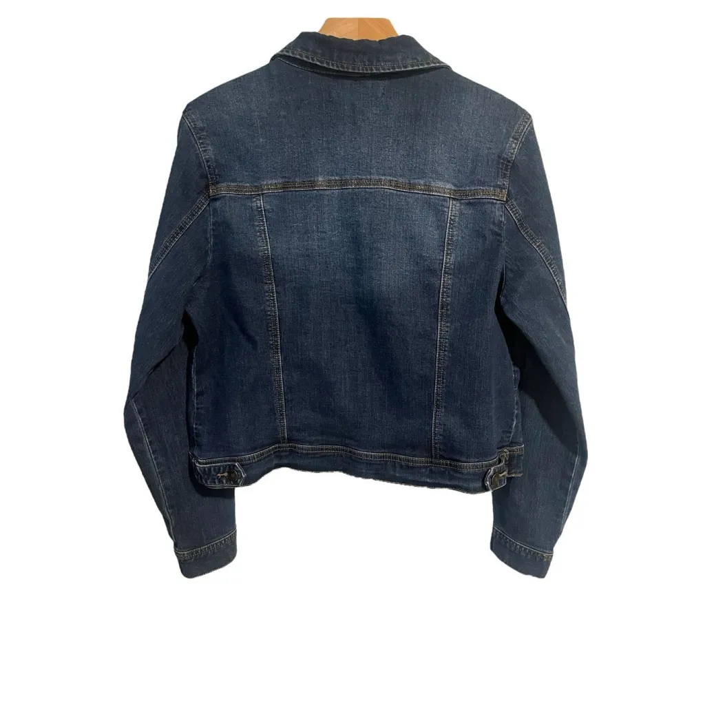 Artisan NY Denim Jacket Womens L Blue Wash Jean Jacket Full Button Long Sleeve - Image 8