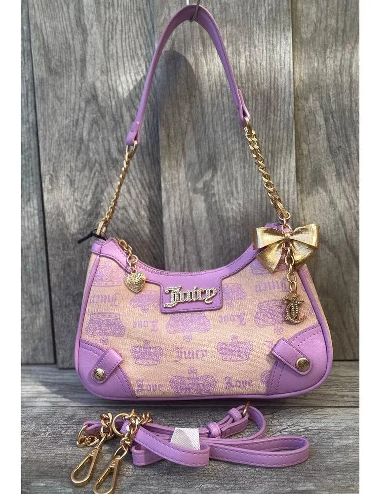 Vintage Juicy Couture Shoulder Bag with Gold Bow Charm - Image 3