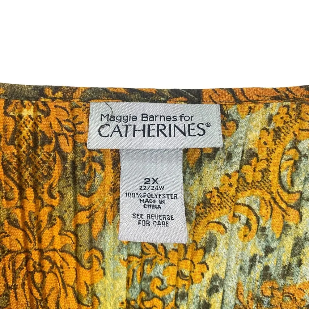 Maggie Barnes For Catherines Pleated Chiffon Tunic Tops Womens 2X Blouse - Image 4