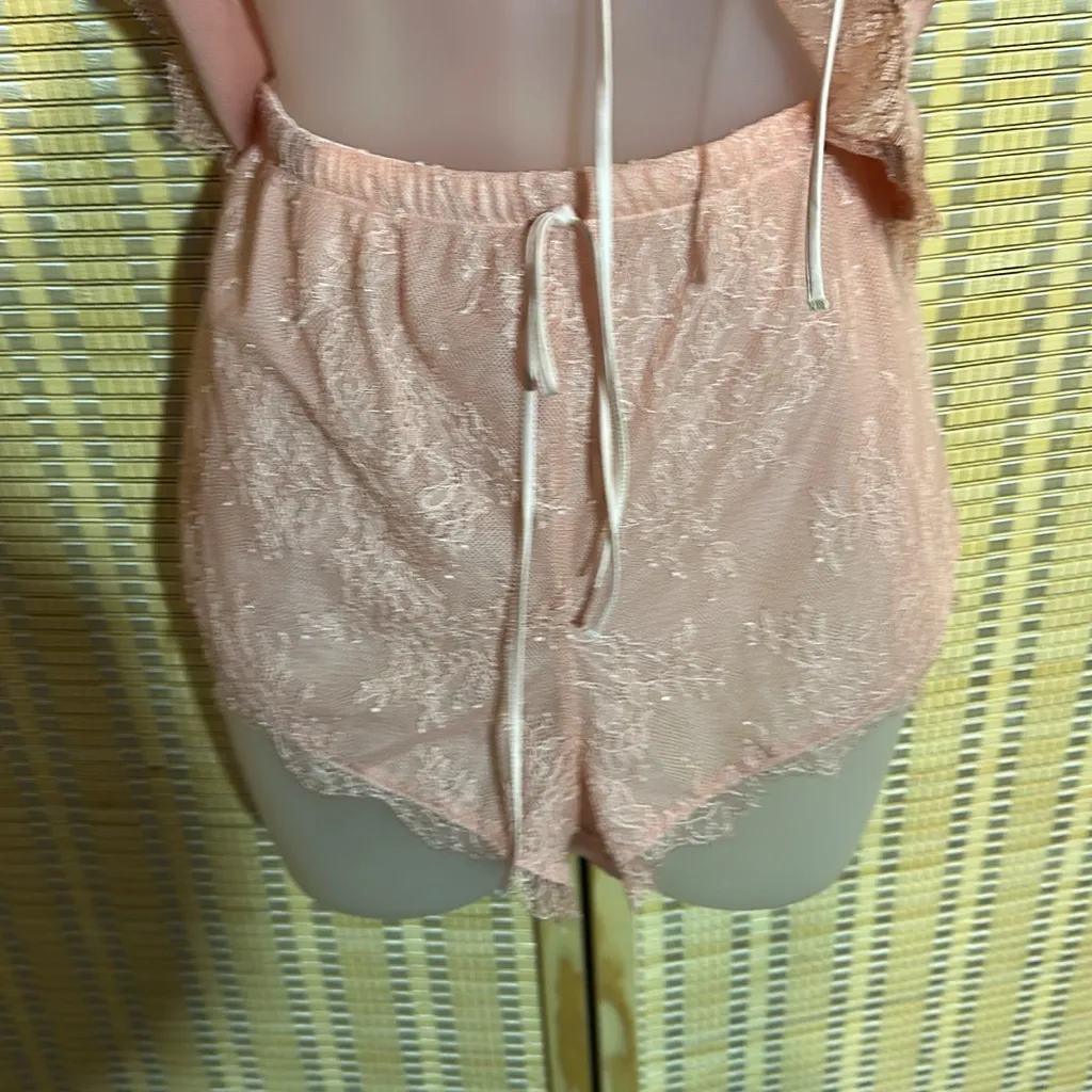 Victoria's Secret Pink Lacy Two Piece CroppedCami Teddy & Sleep Shorts Set Large - Image 4