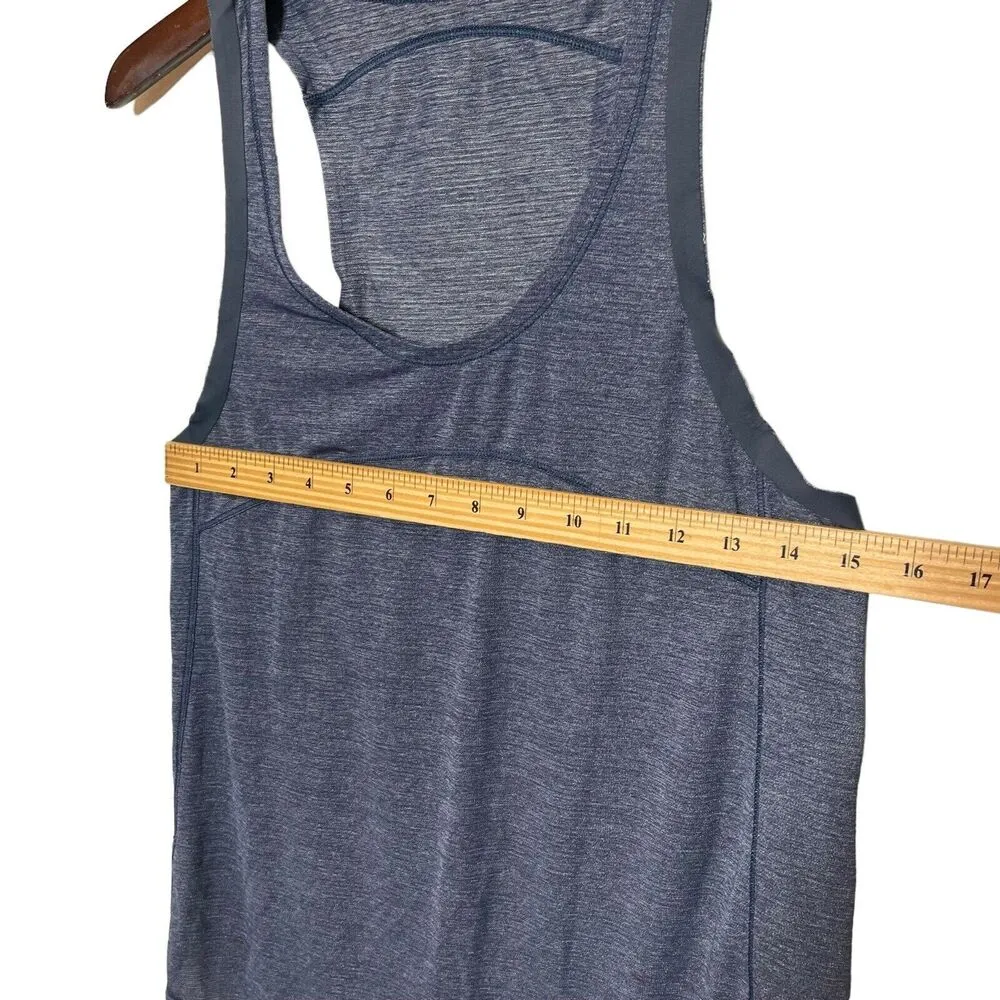 Lululemon On Track Singlet Heather Allover Steel Blue Running Tank Women Size XS - Image 7
