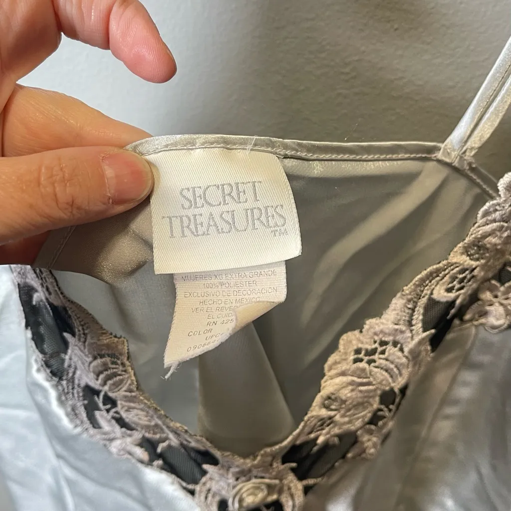 Secret Treasures Vintage Women's‎ Slip Dress Gray Flowers Size XL - Image 5