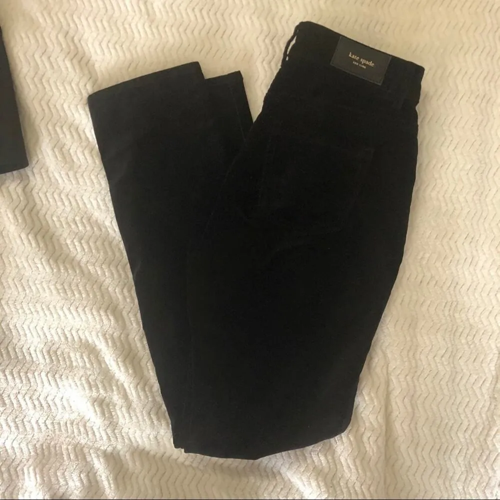 Kate Spade Broome Street Black Velveteen Pants NWT Womens 24 Velvet Ankle Jeans - Image 3