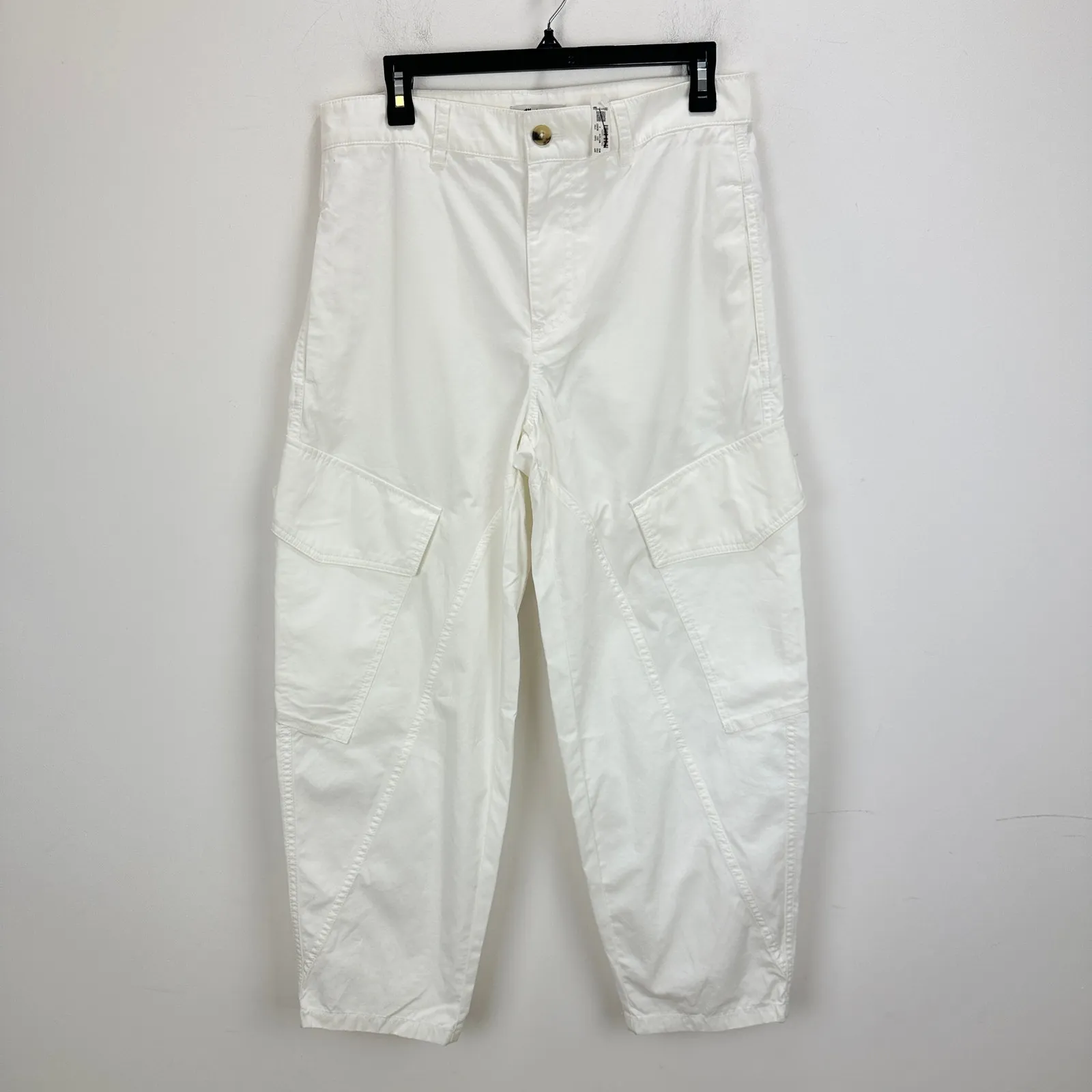 Madewell The Barrel Leg Utility Pant Garment Dyed Twill White Cargo US 4 NWT - Image 6