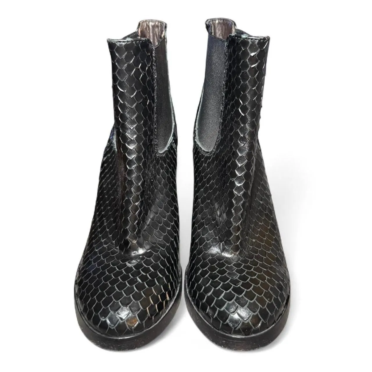 AGL Attilio Giusti Leombruni Women’s Size 37 Black Snakeskin Leather Ankle Boots - Image 3