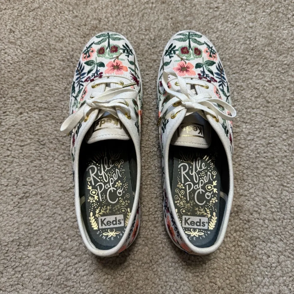 Keds x Rifle Paper Co Champion Herb Garden botanical embroidery sneakers, size 7 - Image 2