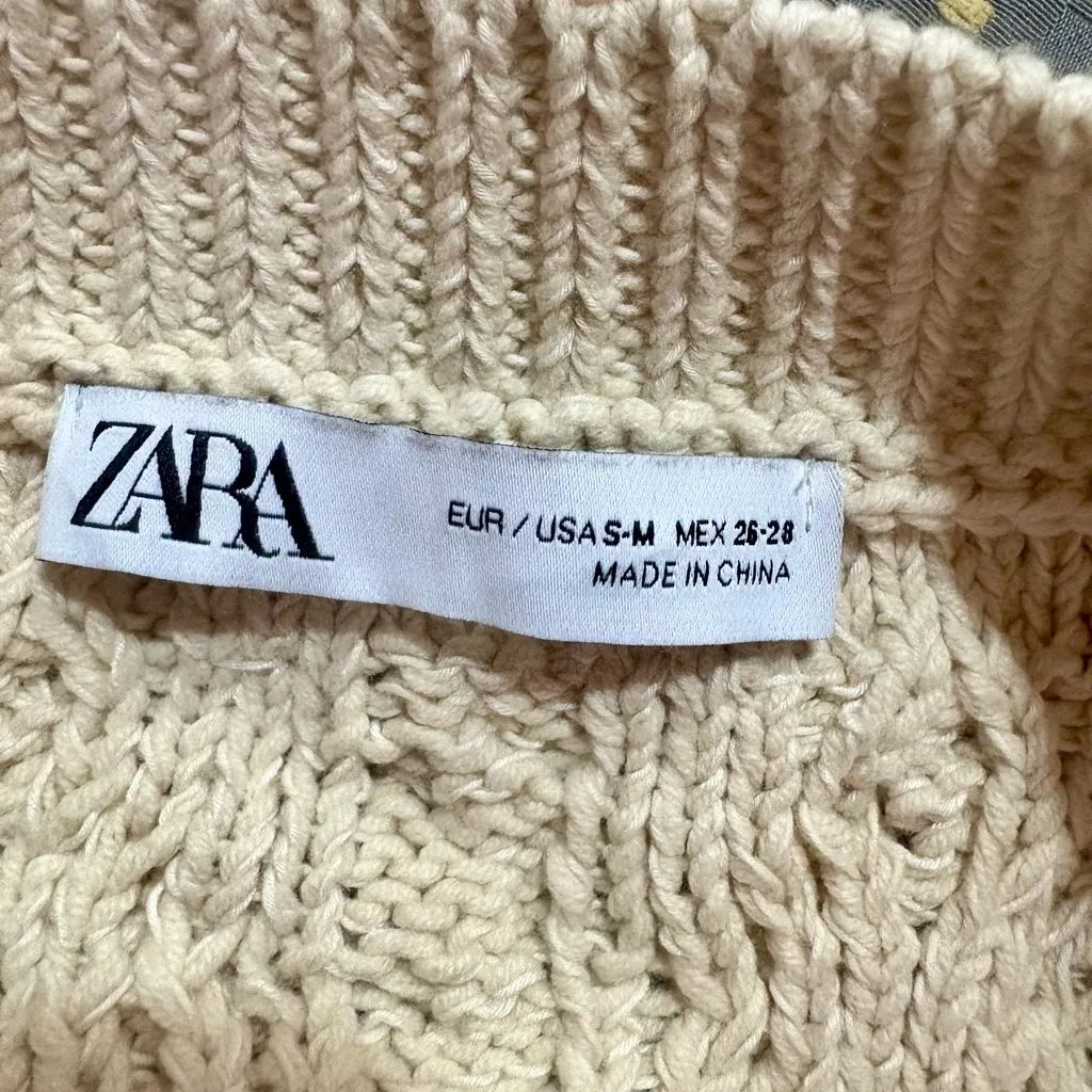ZARA Cream Beaded Cable Knit Sweater Vest - Image 9