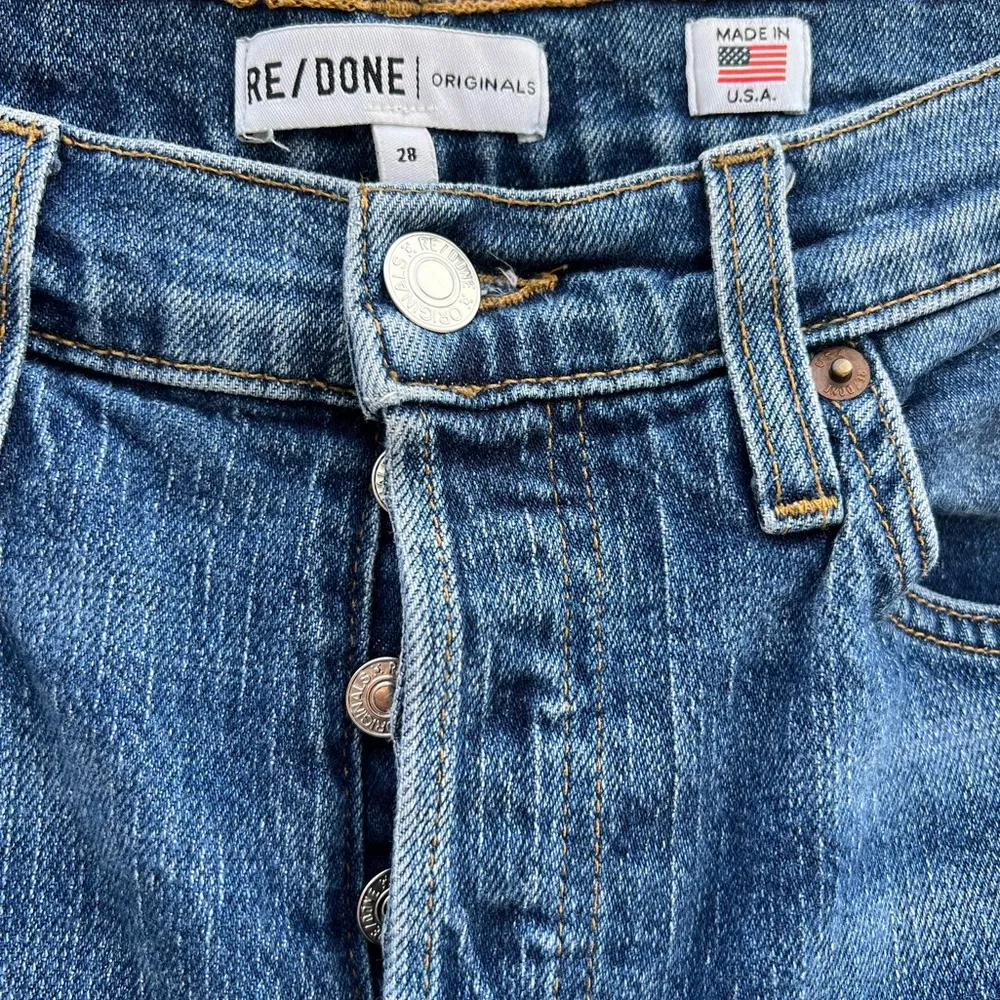 RE/DONE High Rise Comfort Stretch Ankle Crop Jeans Mid 70s Size 28 - Image 5