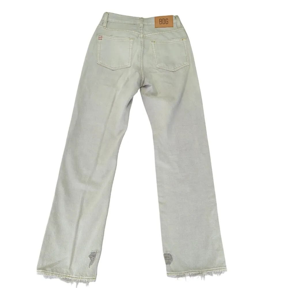 BDG Cowboy Jeans Cream Wash Women's Size 26 100% Cotton Rigid Denim Straight Leg - Image 2