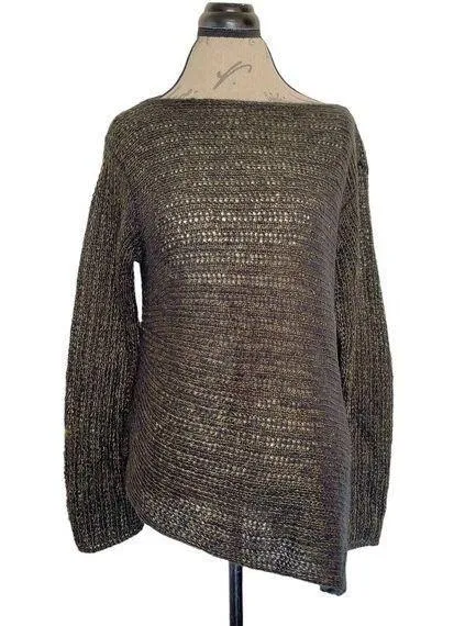 Wooden Ships Knit Sweater Metallic Gold Wool Mohair Blend Size Medium Large - Image 1