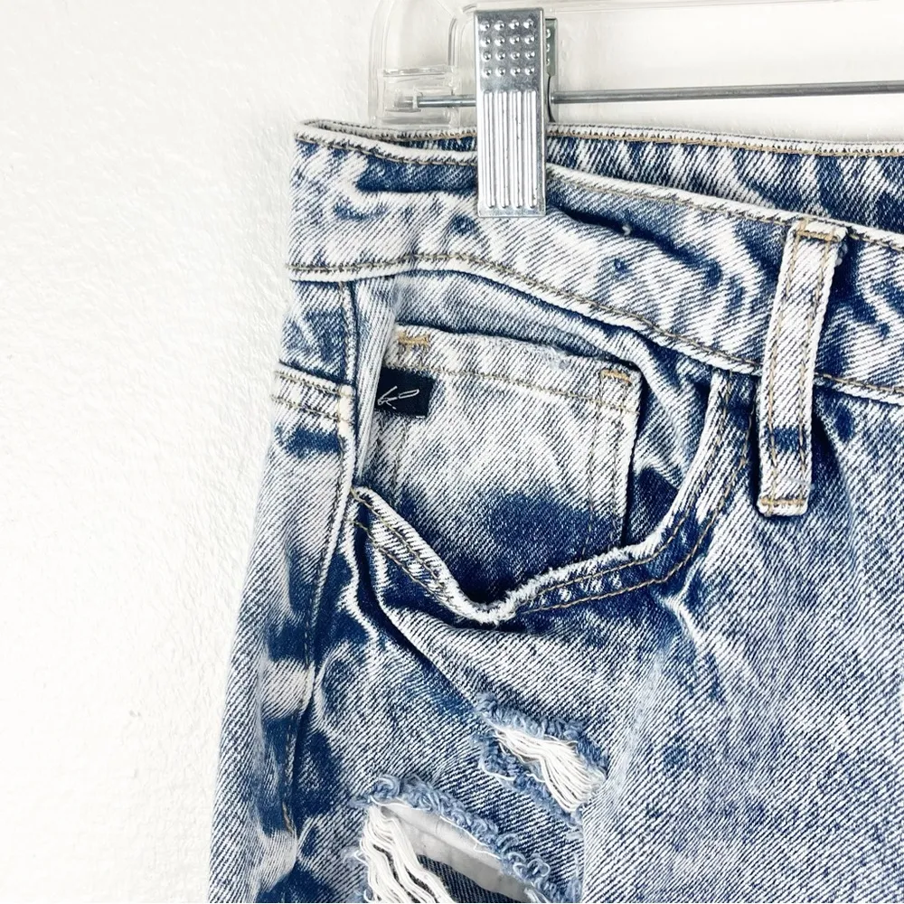 KANCAN Stone Washed Intentionally Ripped Distressed High Rise Mom Jeans Size 27 Blue - Image 12