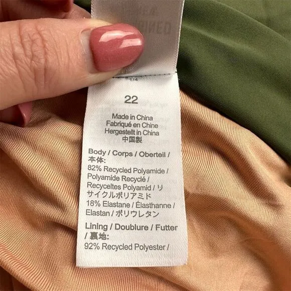 NWT J. Crew Women's Ruched Sweetheart One-Piece Swimsuit Olive‎ Green Size 22 - Image 7