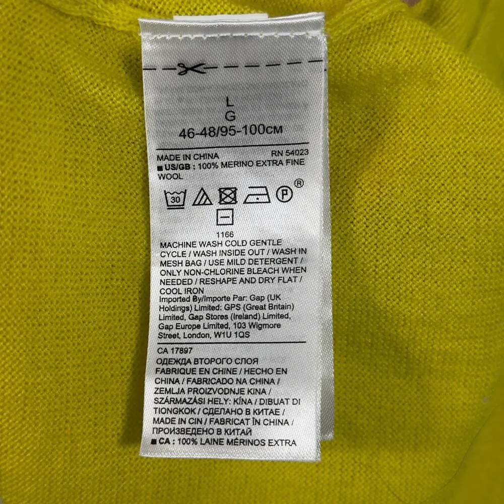 Banana Republic 100% Merino Wool Knit Sweater Vest Top Chartreuse Slime Luxury L - Image 4