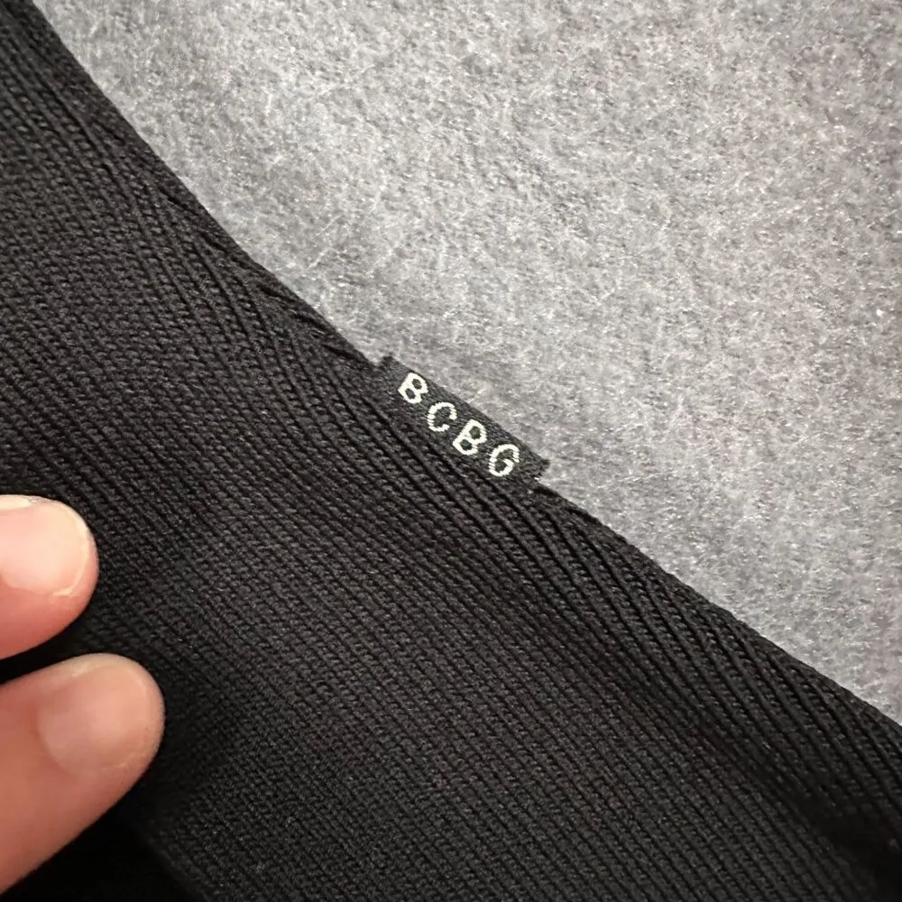 BCBG Maxazria Womens S Black Trumpet Skirt Ribbed Classy Dressy Business - Image 2