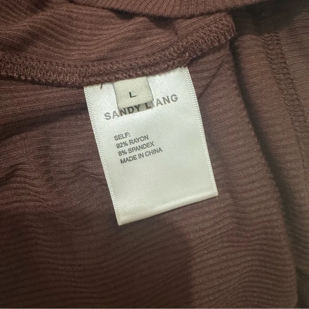 Sandy Liang Riblet Tank in Cocoa Large - Image 7