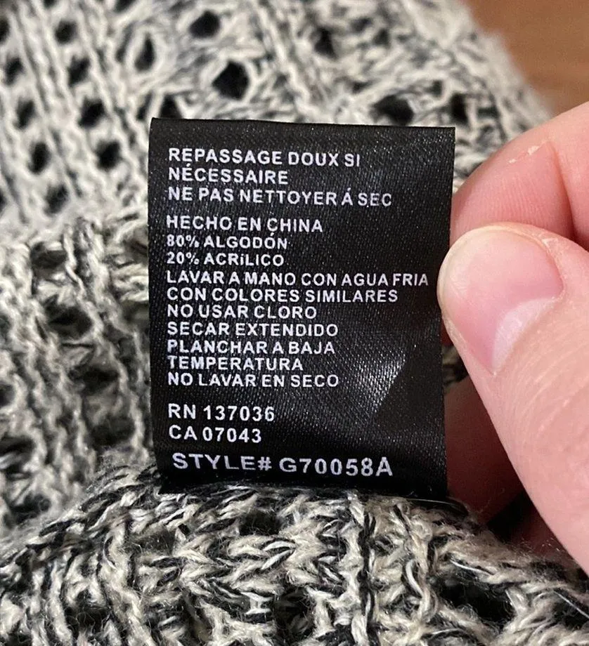 Paper Crane cotton blend open knit marled longline hooded cardigan size M - Image 13