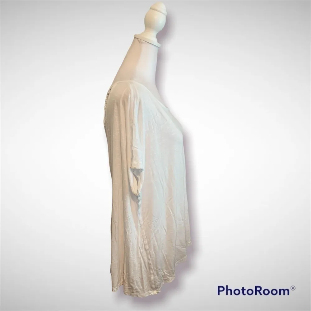 Lane‎ Bryant White Crochet Back Tunic Top Plus Size 18/20 Rayon Slub Knit - Image 3