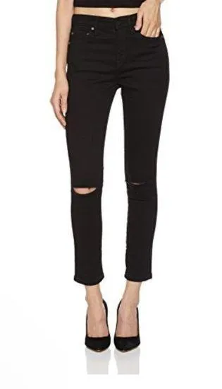 HALE Women's Joyce Sculpted High Rise
Skinny Crop Jean 28 Black Destroyed NWT - Image 1