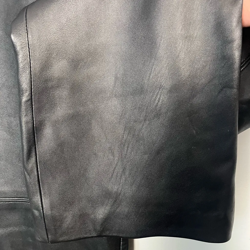 St. John collection by Marie Grey black leather wide leg pants READ size 14 - Image 2