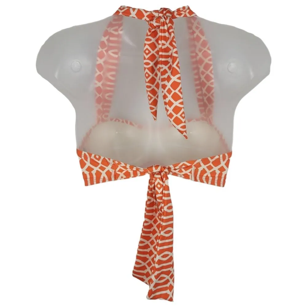 Antonio Melani Orange & White Bikini Top Size Small EUC - Image 4