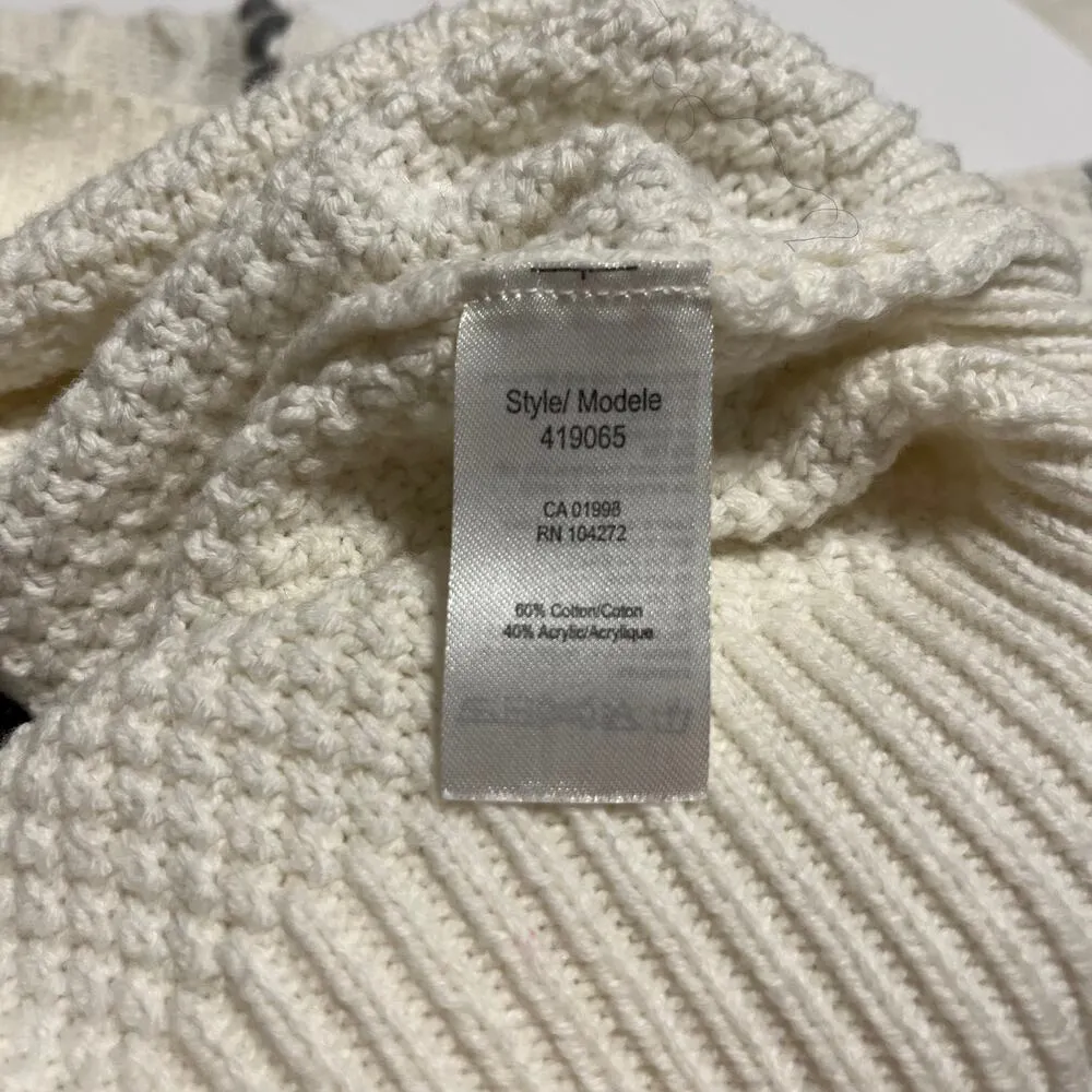 Vintage Grandpa Sweater 3D Cable Knit Cream Gray Black Medium Chunky‎ Patchwork - Image 7