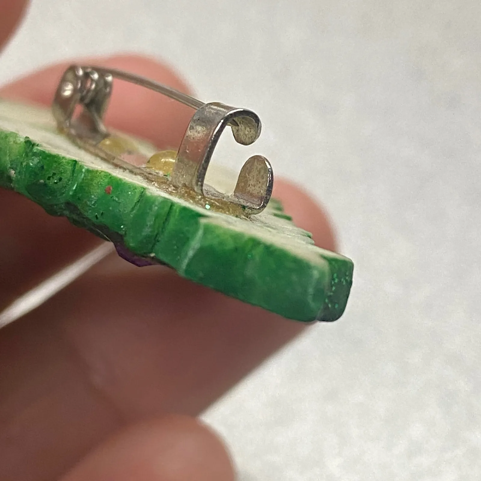 Sparkling Festive Holiday Green Glitter Christmas Tree Brooch Pin with Gemstones - Image 4