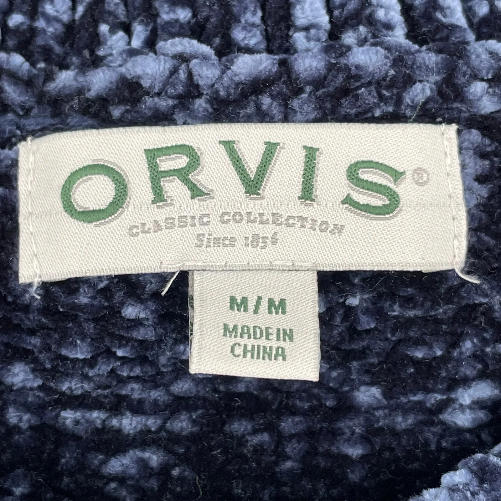Orvis Chenille Sweater Midnight Blue Relaxed Soft Cozy Style Shiny Navy Size M - Image 4