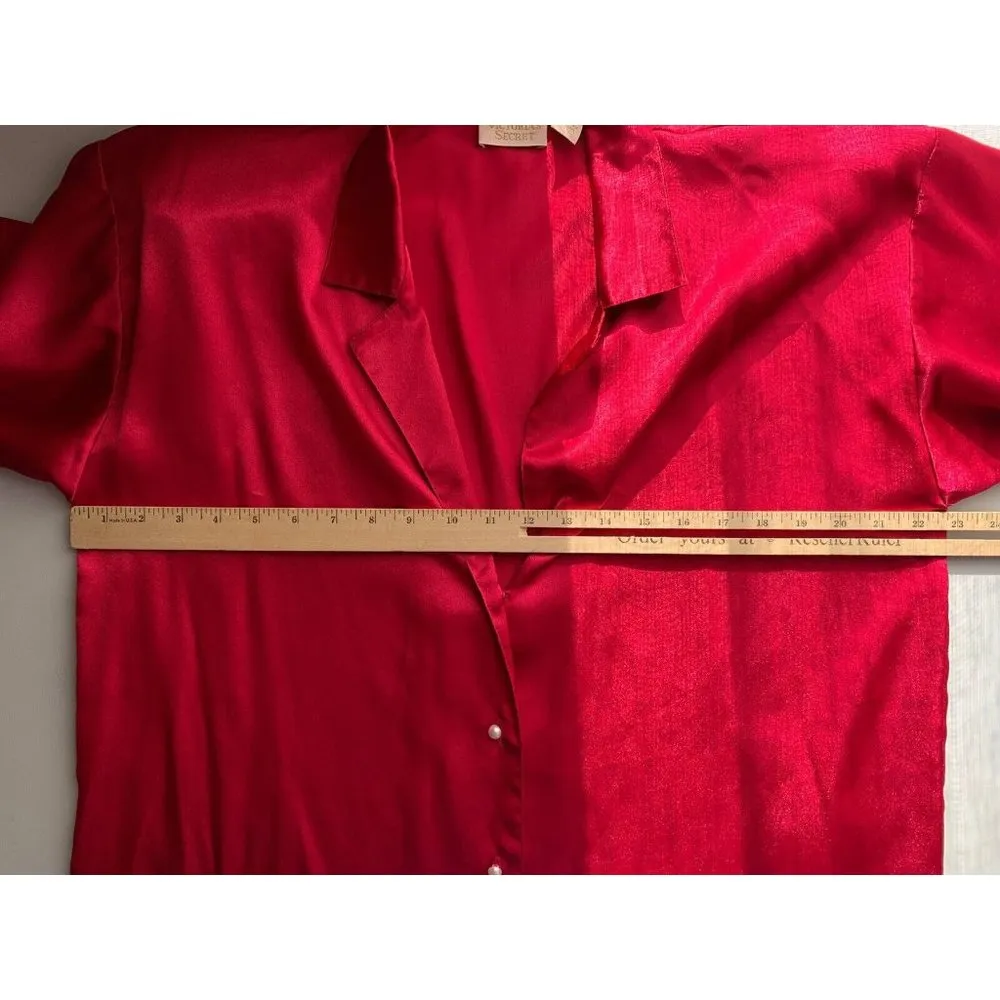 Vintage Victorias Secret Womens Medium Night Shirt Pink Gold Label Faux Pearl - Image 5