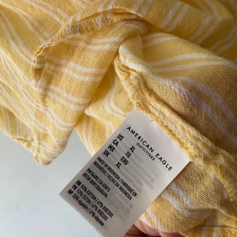 Womens Yellow Cross Strap Babydoll Striped Top - Image 5