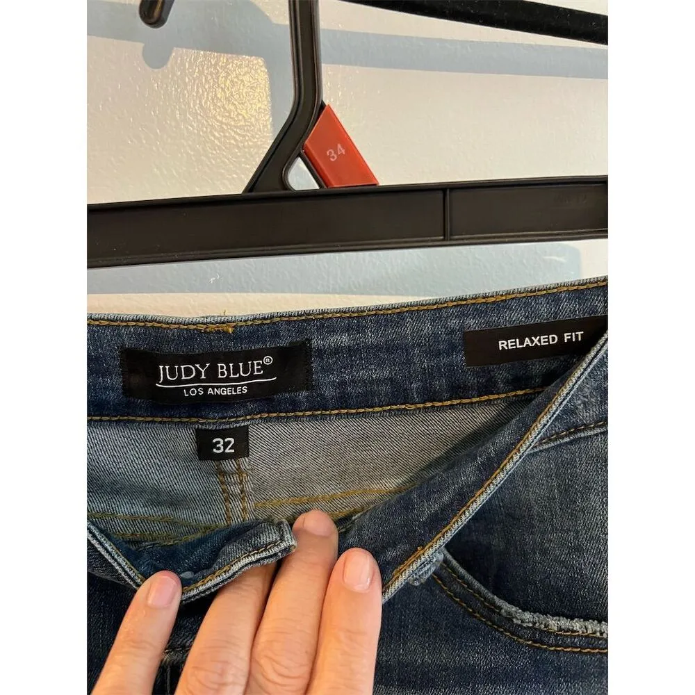 Judy Blue Women's Relaxed Fit Jeans Size 32 Medium Wash Distressed Denim - Image 5