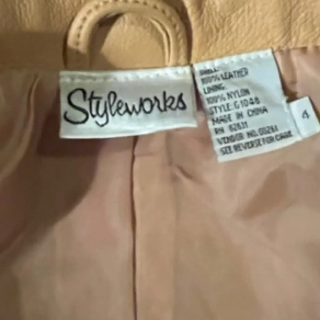 Styleworks Vintage Gold Leather Jacket Size 4 - Image 4