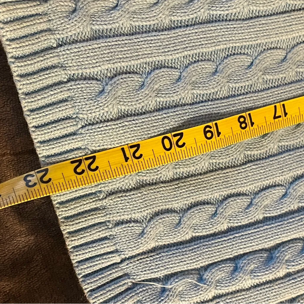 LL Bean Light Blue Cable Knit zip - Image 7