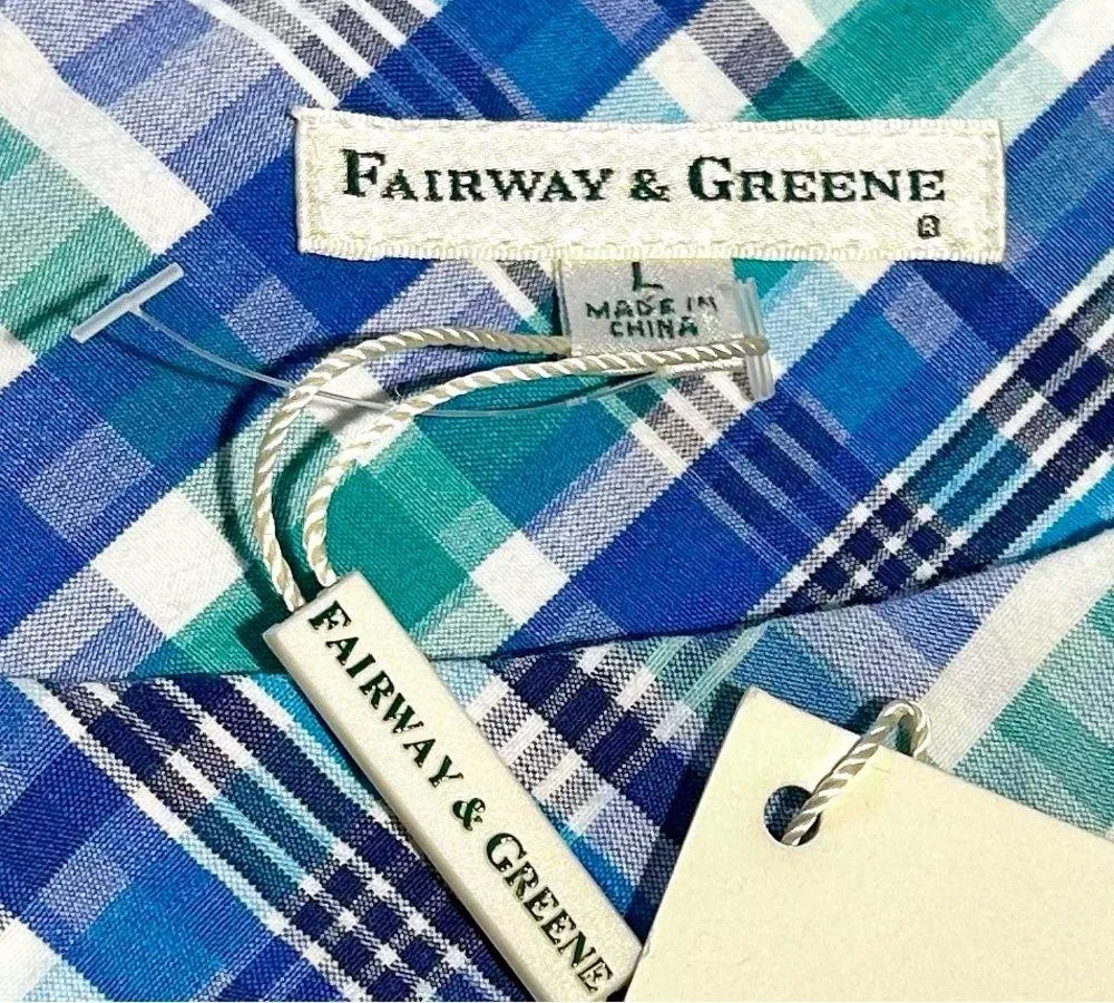 FAIRWAY & Greene Nicole Summer Plaid Preppy Seersucker Dress Golf NWT Sz Large Blue - Image 9