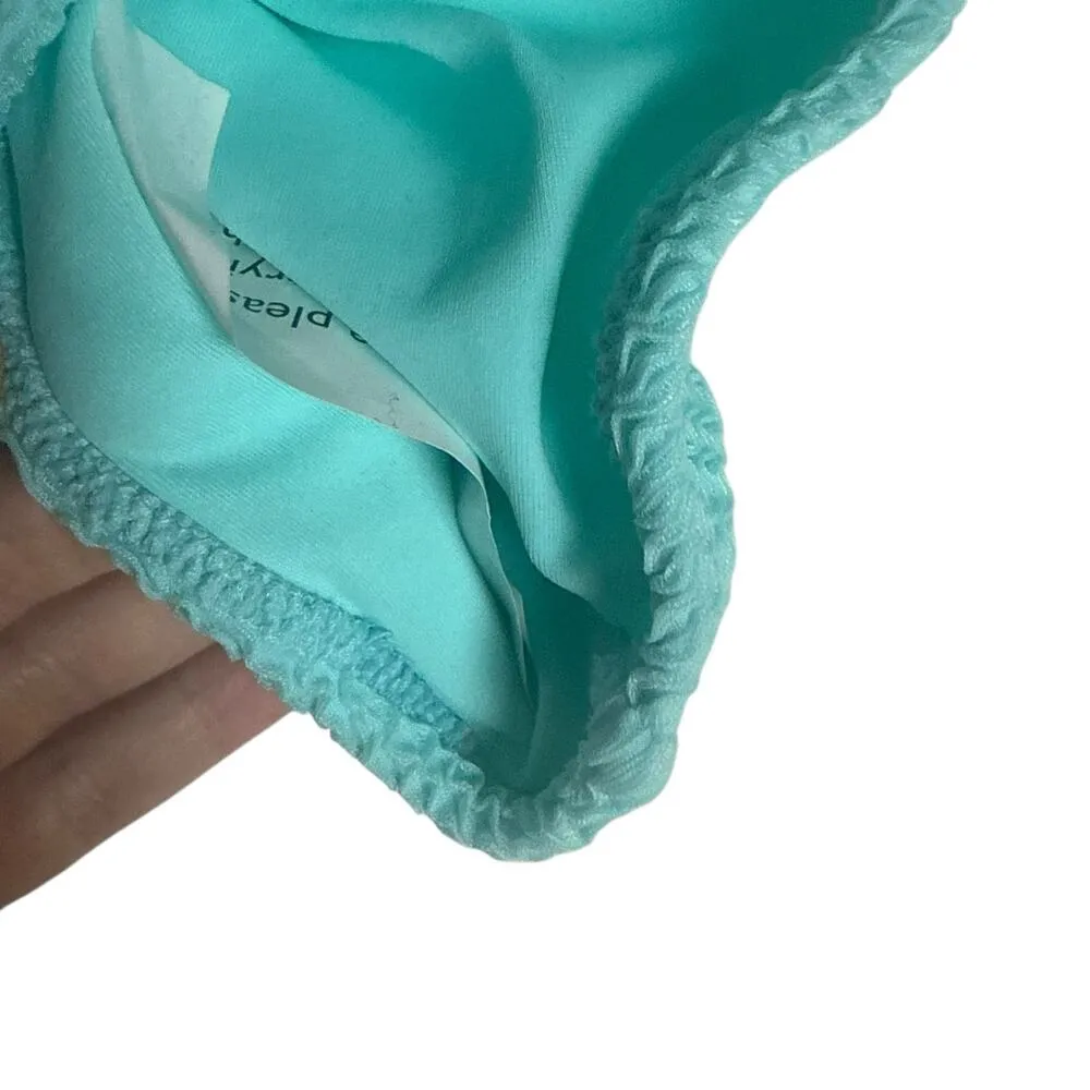 Freya Ibiza Waves Crinkle Ice Blue High Leg Cheeky Bikini Swimsuit Bottoms Large - Image 7