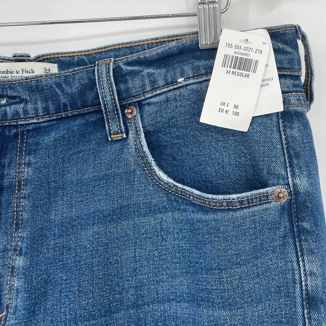 Abercrombie & Fitch Ankle Straight Womens Jeans Sz 18 Distressed Y2K High Rise - Image 3