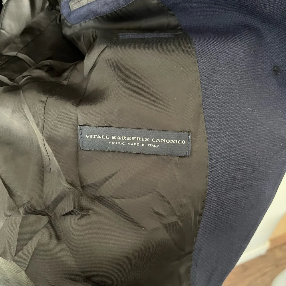 J. Crew 1035 VITALE BARBERIS CANONICO Wool Blend Blazer Navy Blue Size 6 - Image 7