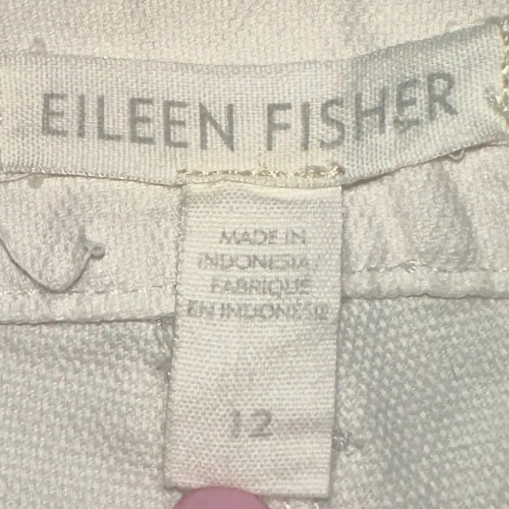 Eileen Fisher Organic Cotton Hemp Lightweight Cream Trousers‎ Size 12 - Image 4