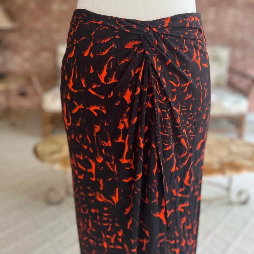 Helmut Lang Strata Skirt Twist Knot Asymmetrical Drape Black Midi M High Waist - Image 5